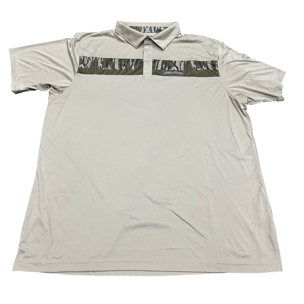 Nuthin Fancy Co Mens 3XL Tan Camo Stripe Performance Golf Polo Shirt NF GOLF